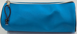 Round Pencil Case, Soft, with Zipper, Neon Blue
