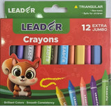 Leader Triangular Crayons, Extra Jumbo, 12pc