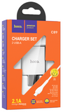 Hoco C89 Dual USB Port Charger Set for Micro, WHITE
