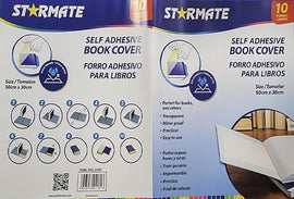 Starmate Pre-Cut Adhesive Book Covers, TRANSPARENT CLEAR, Pack of 10