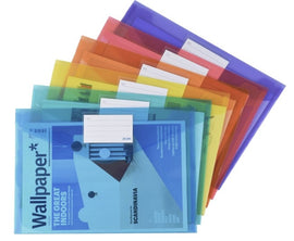 Document Holder, Plastic Folder with label, Button Closure, YELLOW 12.5"x9.5"