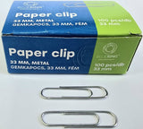 Blue Ring, Paper Clip, Silver, Regular Size, 33mm, 100 count