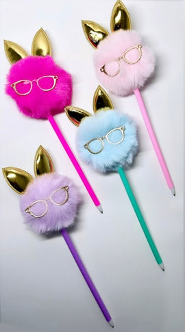 Fluffy Golden Roller Ball Pen, Assorted Colours, 1 single pen