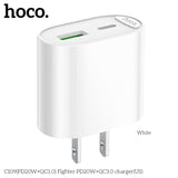 Hoco C109 Dual Port Type-C + USB-A Fighter Charger Block, PD20W+QC3.0, White