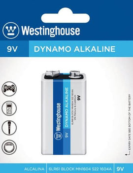 Westinghouse Battery, Alkaline, 9V, Single