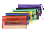 Mesh Pencil Case, Mulit-Coloured Striped DARK BLUE