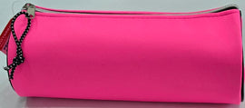 Round Pencil Case, Soft, with Zipper, Neon Pink