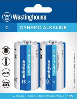 Westinghouse Battery, Alkaline, C, 2 Pack