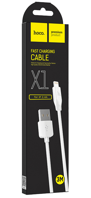 Hoco X1 Rapid Fast Charging Data Cable USB A to iPhone (Length 3m