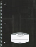 Champs Spiral Flexible Cover Notebook, 4 Subject, 8'x10.5', Thick Pages, 200pgs, Assorted Colours