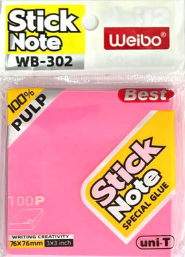 Weibo Sticky Notes, 3x3, 100sheets NEON PINK