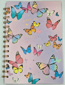 Inspirational Quotes Butterfly Decor Lined Spiral Journal, Hardcover, Pink