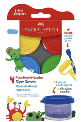 Faber-Castell Modeling Play Dough, 4x50g, Standard Colours