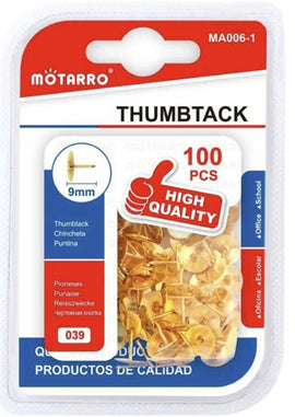 Motarro Gold Thumb Tacks, 100pc