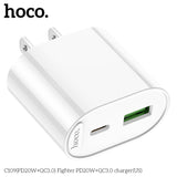 Hoco C109 Dual Port Type-C + USB-A Fighter Charger Block, PD20W+QC3.0, White