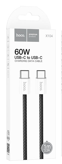Hoco X104 Fast Charging Braided Cable Type-C to Type-C (Length 1M),BLACK