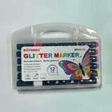Glitter Marker Set with Sparkle Carry Case, 12 Colours