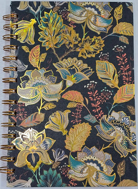 Gold Embossed Lined Spiral Journal, Hardcover, BLACK & GOLD LEAF