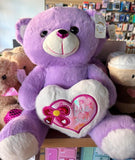 Love You Teddy Bear Plushie, Medium, Purple