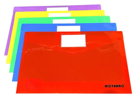 Solid Plastic Folder,  Legal Size, Velcro Fastener, with label Assorted Bright Colours, Single Unit