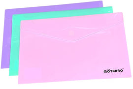 Solid Plastic Folder,  Legal Size, Velcro Fastener, Assorted Pastel Colours, Single Unit