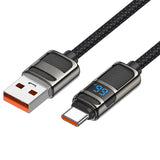Hoco U137 5A Line Charging Data Cable With Display Type-C, Black