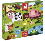 Janod Tactile Farm Animal Jigsaw Puzzle, 20 piece