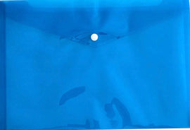 Document Holder, Plastic Folder, Button Closure, BLUE 13 x 9