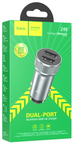 Hoco Z49 Dual Port Fast Charging Car Charger, METAL GRAY