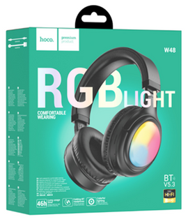 Hoco W48 Focus BT Headphones with soft ambient lights, BLACK