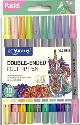 Double-Ended Markers, 10  Pastel Colours, Pack of 10