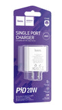 Hoco C143 Benefit Single Port Type-C Charger Block PD20W, White