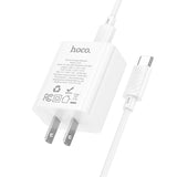 Hoco C143 Benefit Single Port PD20W Charger Set (Type C to Type C), White