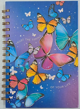 Inspirational Quotes Butterfly Decor Lined Spiral Journal, Hardcover, Blue