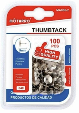 Motarro Silver Thumb Tacks, 100pc