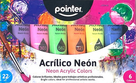 Pointer Acrylic Paint Neon Colors, 6 Colours