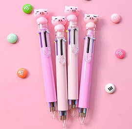 6 Colour Retractable Ballpoint Pen, MISTER PIG