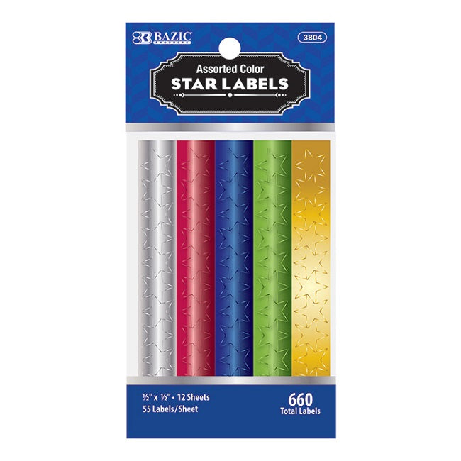 BAZIC, Reward Star Stickers, Assorted Color Foil Stars, 660count ...