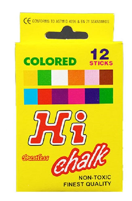 Hi Chalk, Dustless Coloured, 12sticks