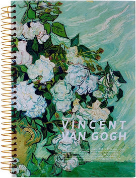 Vincent Van Gogh,Vase with Pink Roses, Hardcover Notebook, Spiral Bound