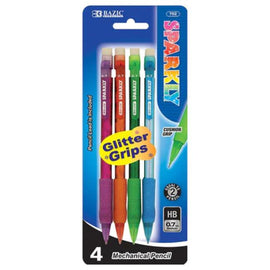 BAZIC Mechanical Pencil, Sparkly 0.7 mm with Glitter Grip (4/Pk)