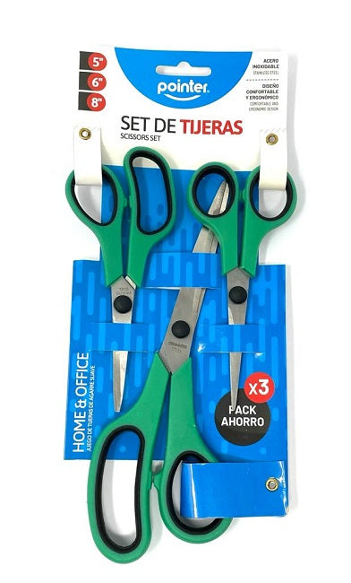 Pointer Scissors, Stainless Steel 3 piece Set - Charrans.com
