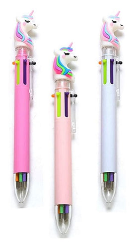 6 Colour Retractable Ballpoint Pen, UNICORN