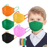 KF94 Kids Mask, Single Unit, ORANGE WITH GREEN STRAP