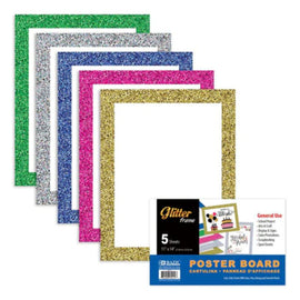 BAZIC White Poster Board with Glitter Frame, 11" X 14"  (5/Pack)