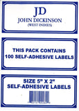 Self Adhesive Label, White with Blue Border, Size:5" x 2", 100 per pack