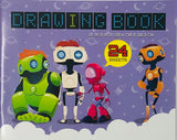 Winners, Drawing Book, 10x8, 24 sheets, Assorted Patterns (Dinosaurs, Robots, Skateboards)