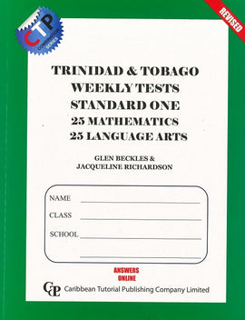 Trinidad and Tobago Weekly Tests Standard 1, REVISED 2020, Mathematics and Language Arts, 25 ea, BY G. Beckles, J. Richardson