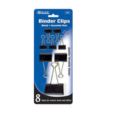 BAZIC, Binder Clip, Assorted Sizes, Black, 8count