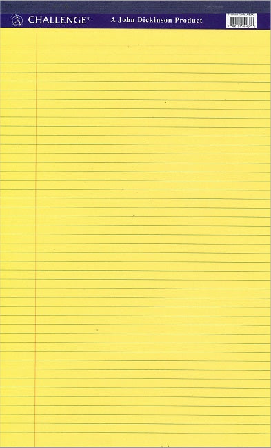 Challenge Legal Writing Pad, 8.5"X14", 40 sheets, YELLOW